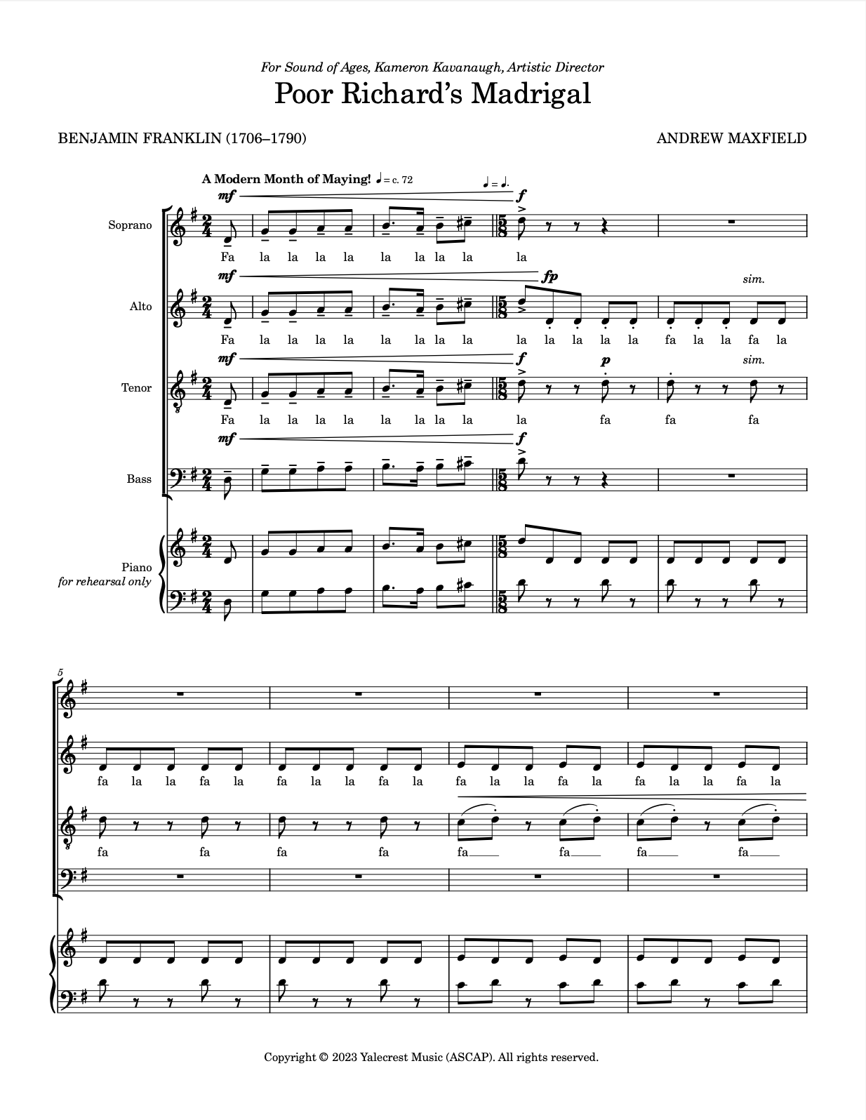 Poor Richard's Madrigal