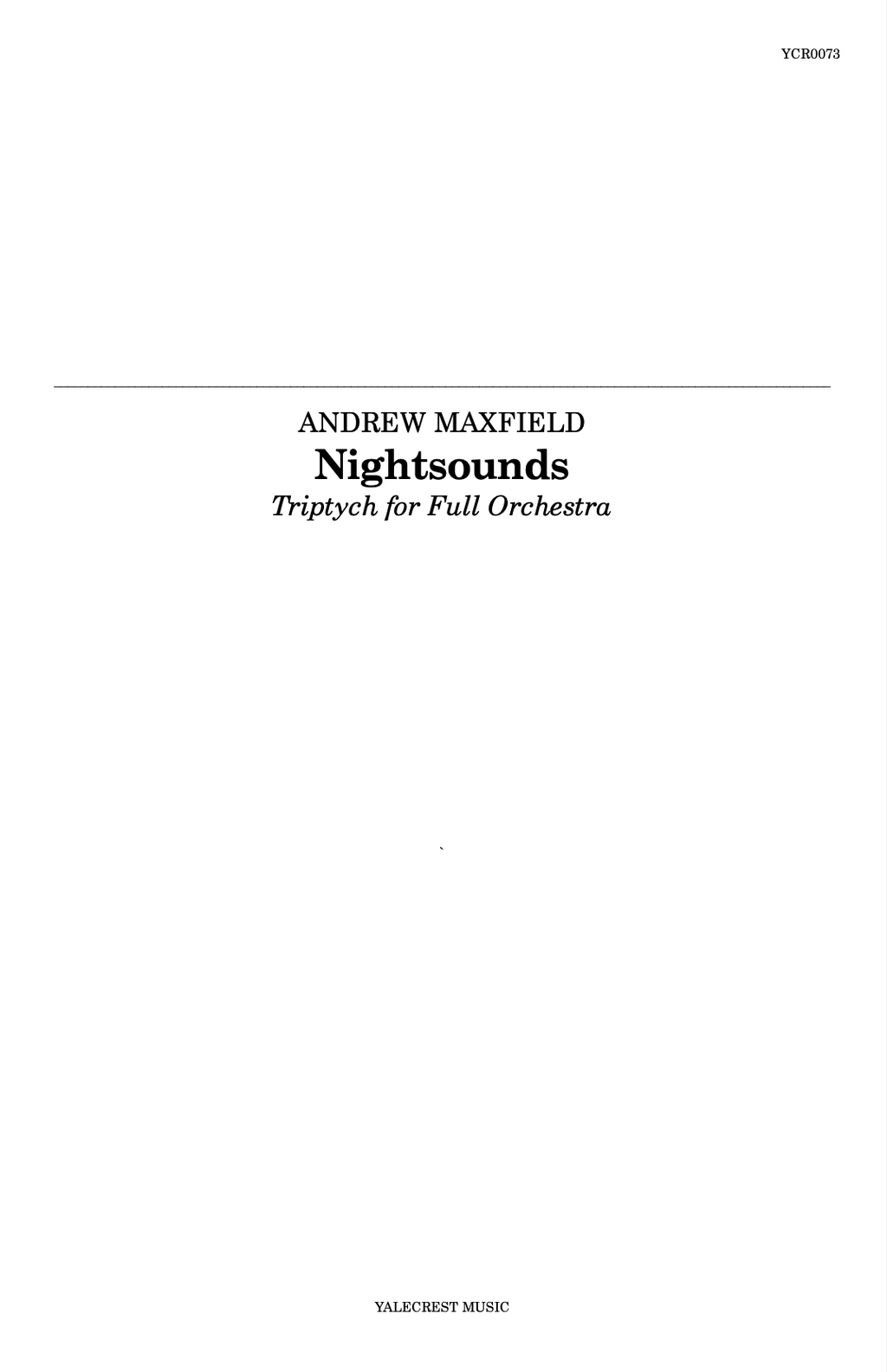 Nightsounds: Triptych for Full Orchestra (Orchestral Score & Parts)