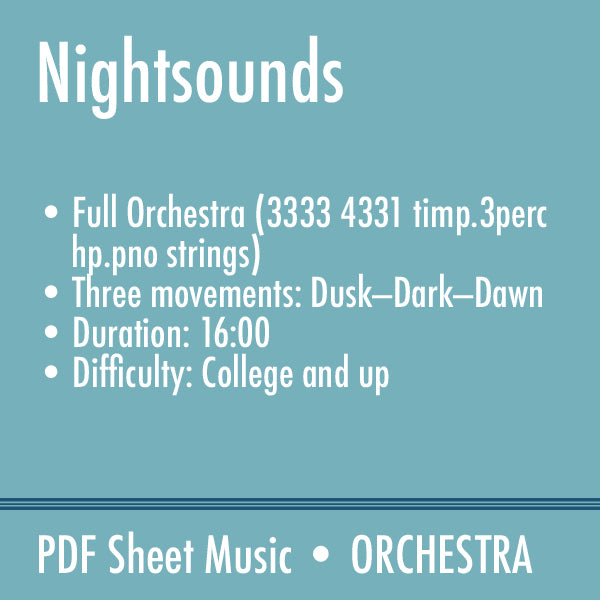 Nightsounds: Triptych for Full Orchestra (Orchestral Score & Parts)
